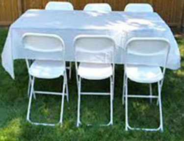 image of 6 foot table with 6 chairs.